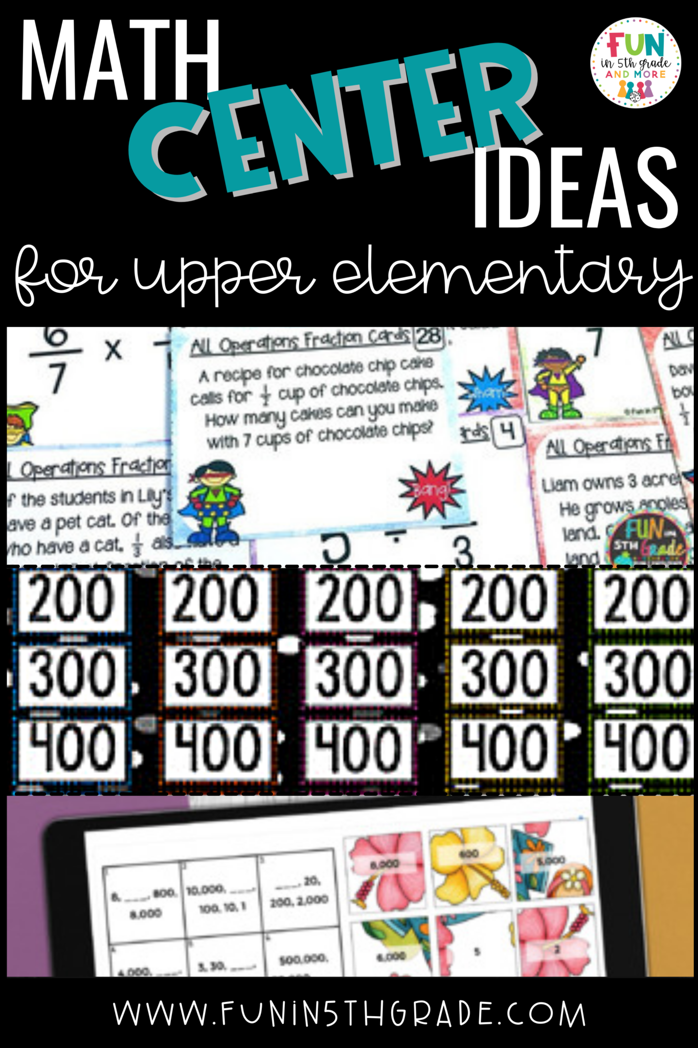 math center ideas for upper elementary pin