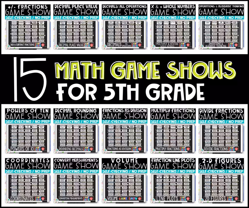 15 Math Game Shows for 5th Grade