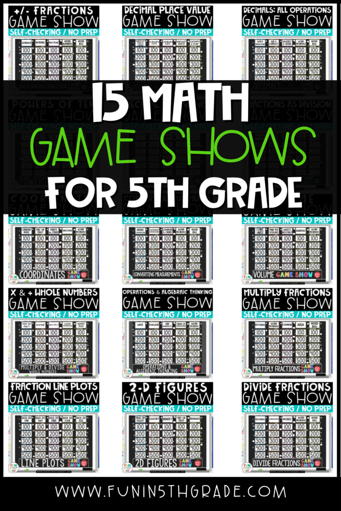 15 Math Game Shows for 5th Grade