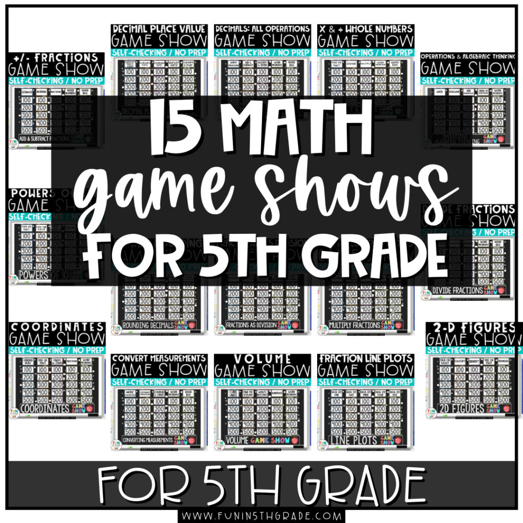 15 math game shows for 5th grade