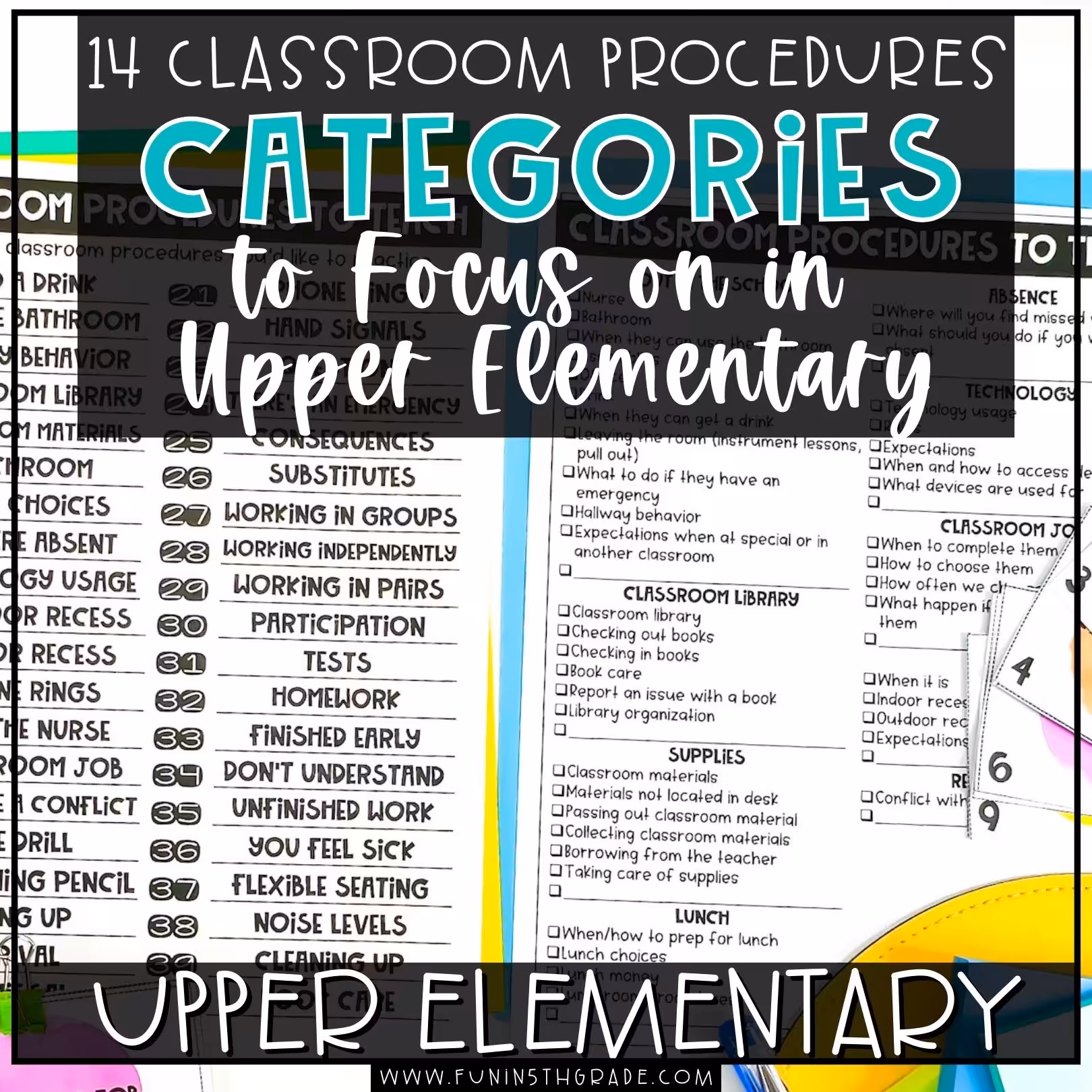 14 Classroom Procedure Categories to focus on in upper elementary