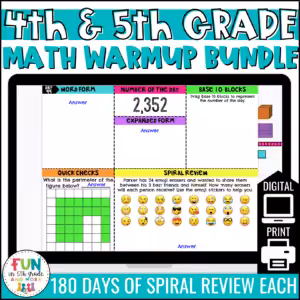 4th and 5th Grade Digital and Print Math Warm-Ups