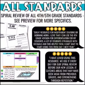 4th and 5th Grade Math Warm Ups Bundle (4)