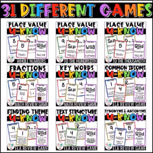 Math and ELA U-Know Review Game All Access Bundle (4)