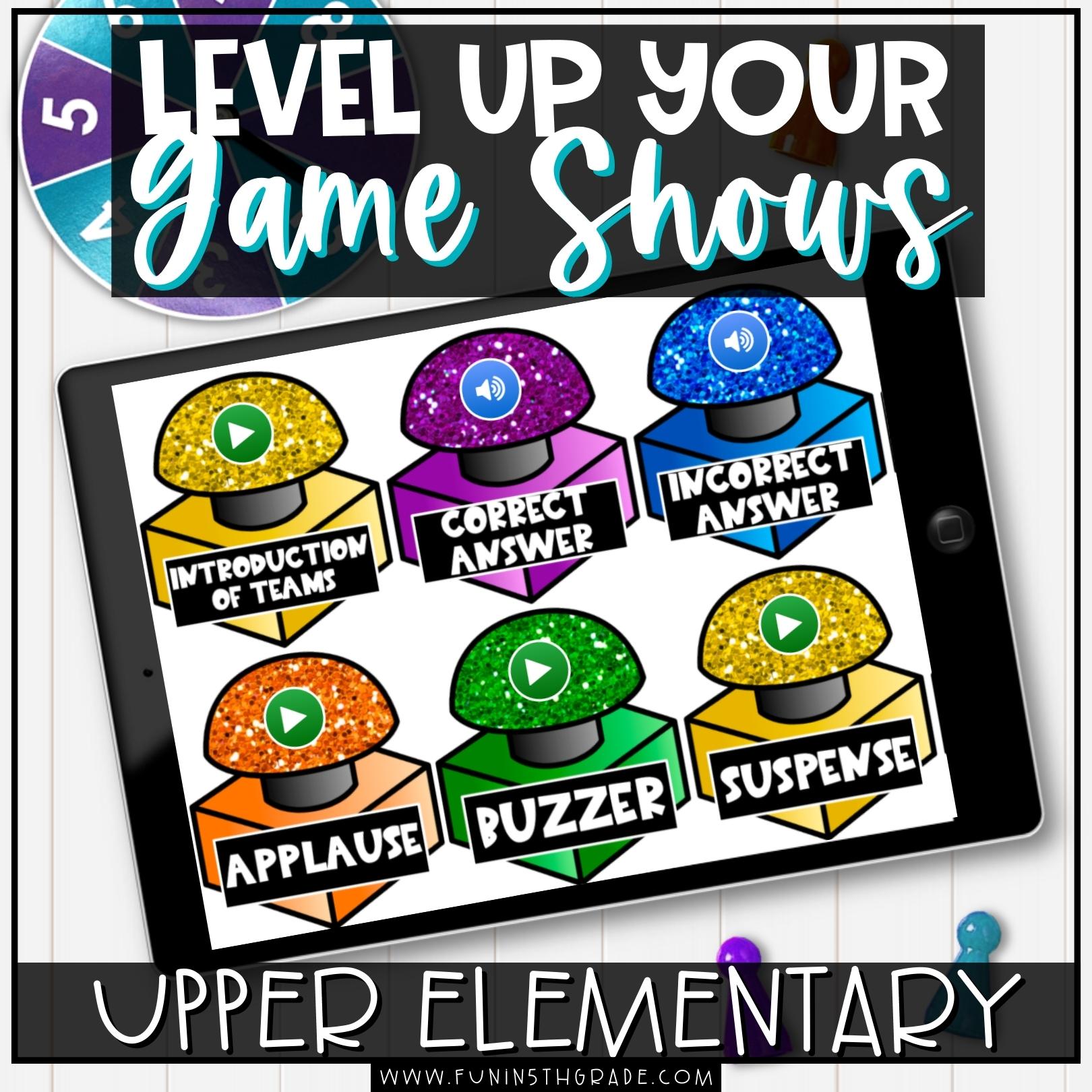 Up Level your Game Shows Cover Image with buzzer sounds in Tablet image