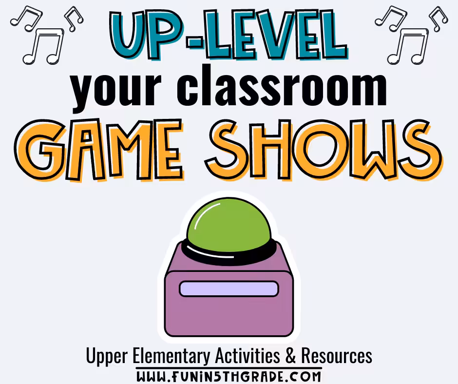 Up level your classroom game shows facebook image with green buzzer