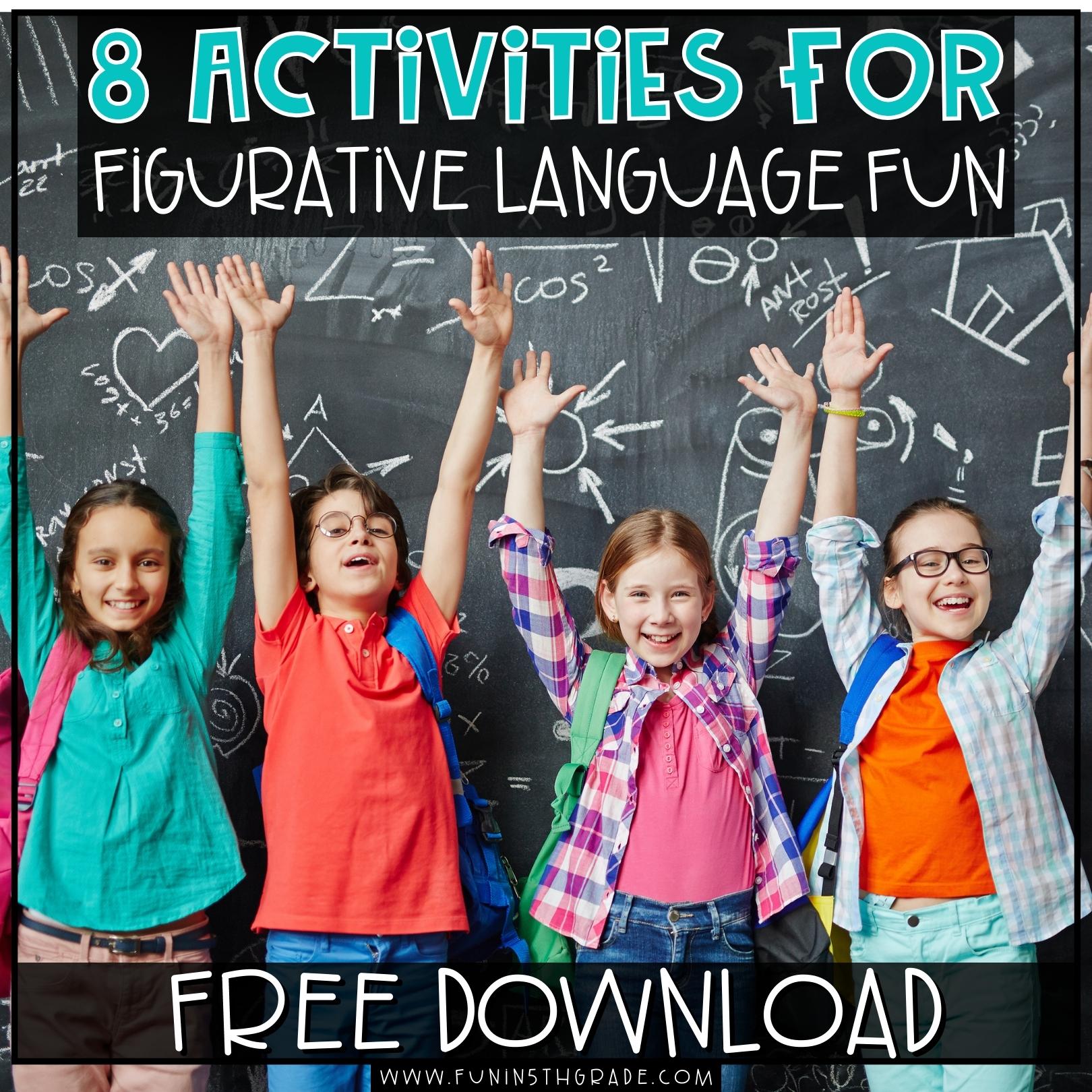 Figurative Language Fun Blog Image with children writing in a classroom