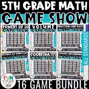 5th Grade Math Test Prep Game Show Games for Review