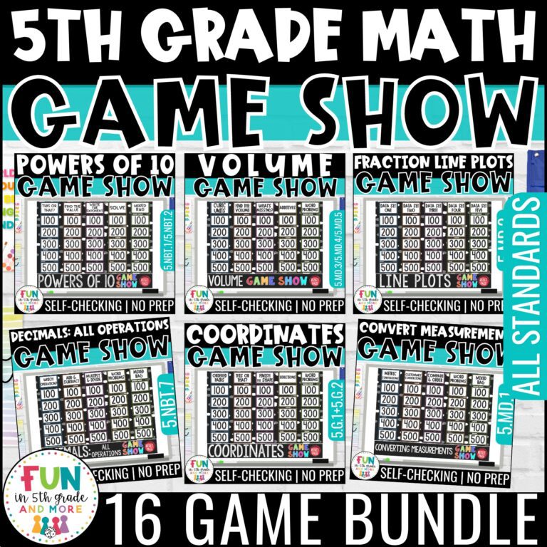 5th Grade Math Test Prep Game Show Games for Review