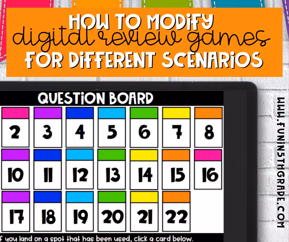 How to Modify Digital Review Games for Different Scenarios Facebook Post with image of the resource in the background