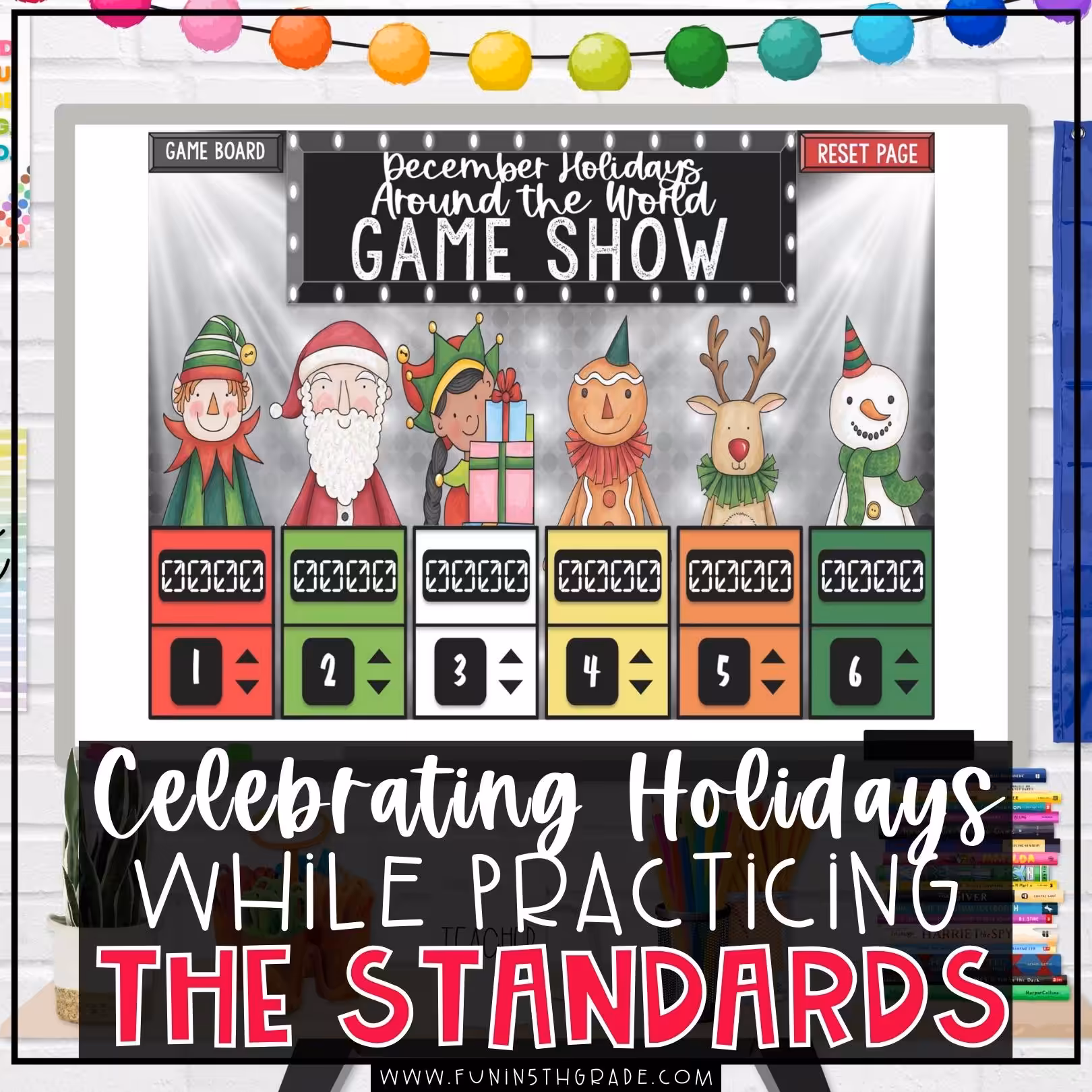 Ways to Celebrate Holidays while practicing standards blog image with resource in the background