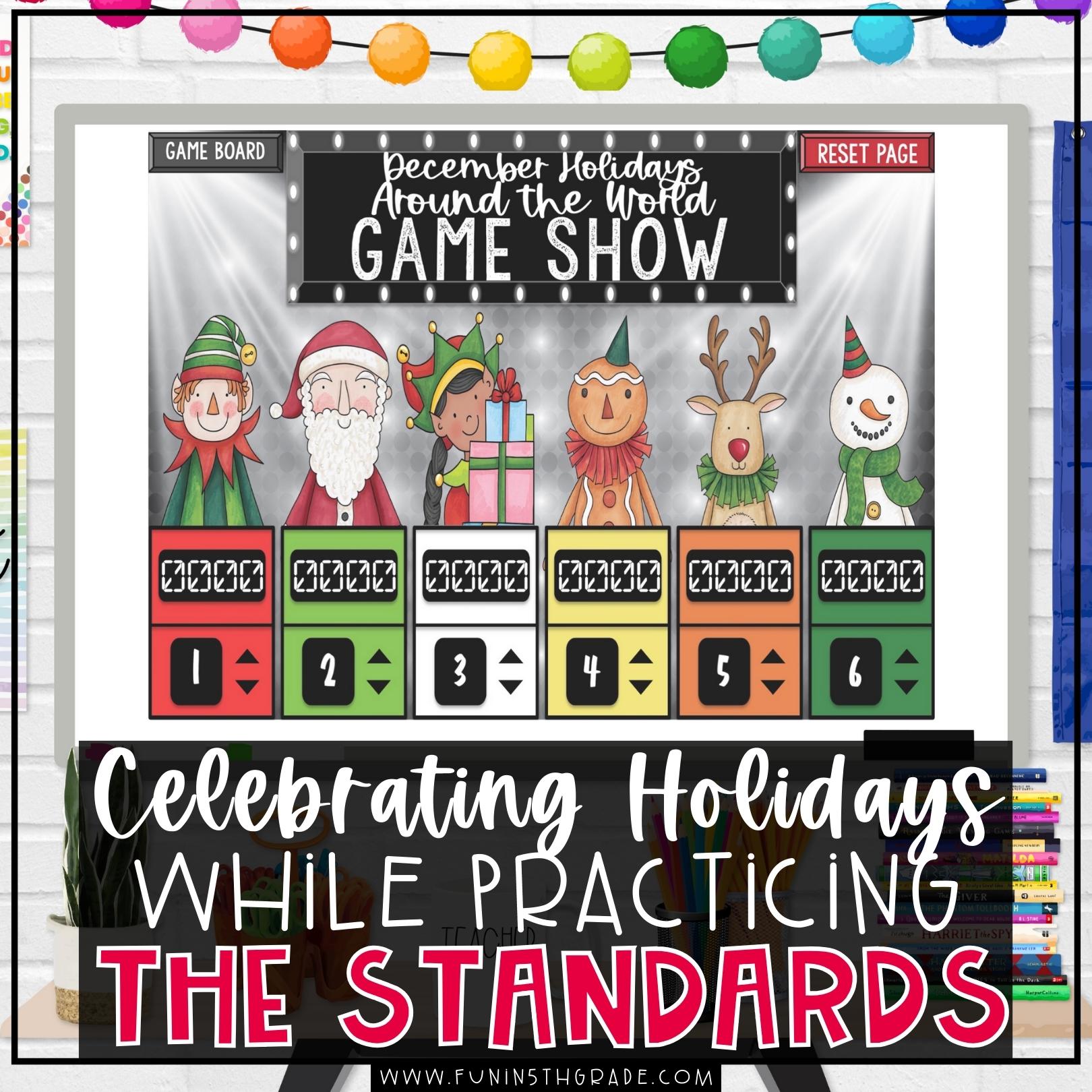 Ways to Celebrate Holidays while practicing standards blog image with resource in the background