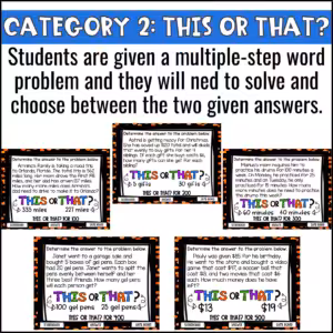 Multiple Step Word Problems Game Show (5)