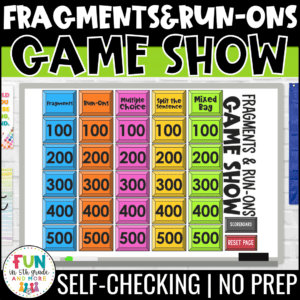 Fragments and Run-on Sentences Game Show