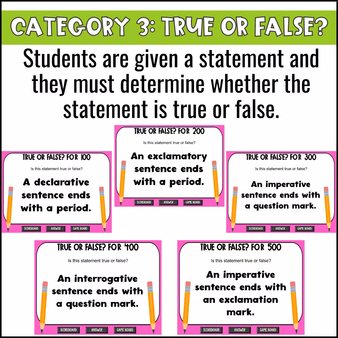 Types of Sentences Game Show (6)