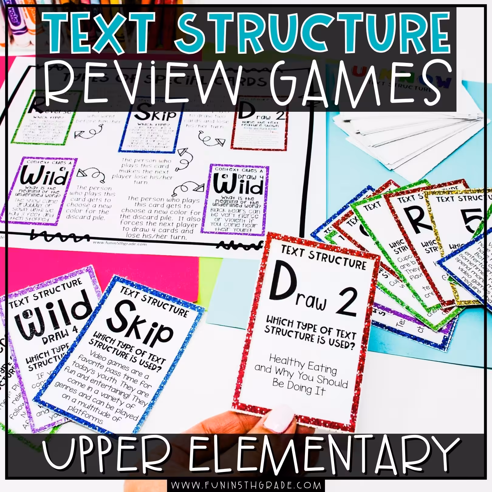 Fun Text Structure Review Games blog image with image of Sticker Style resource
