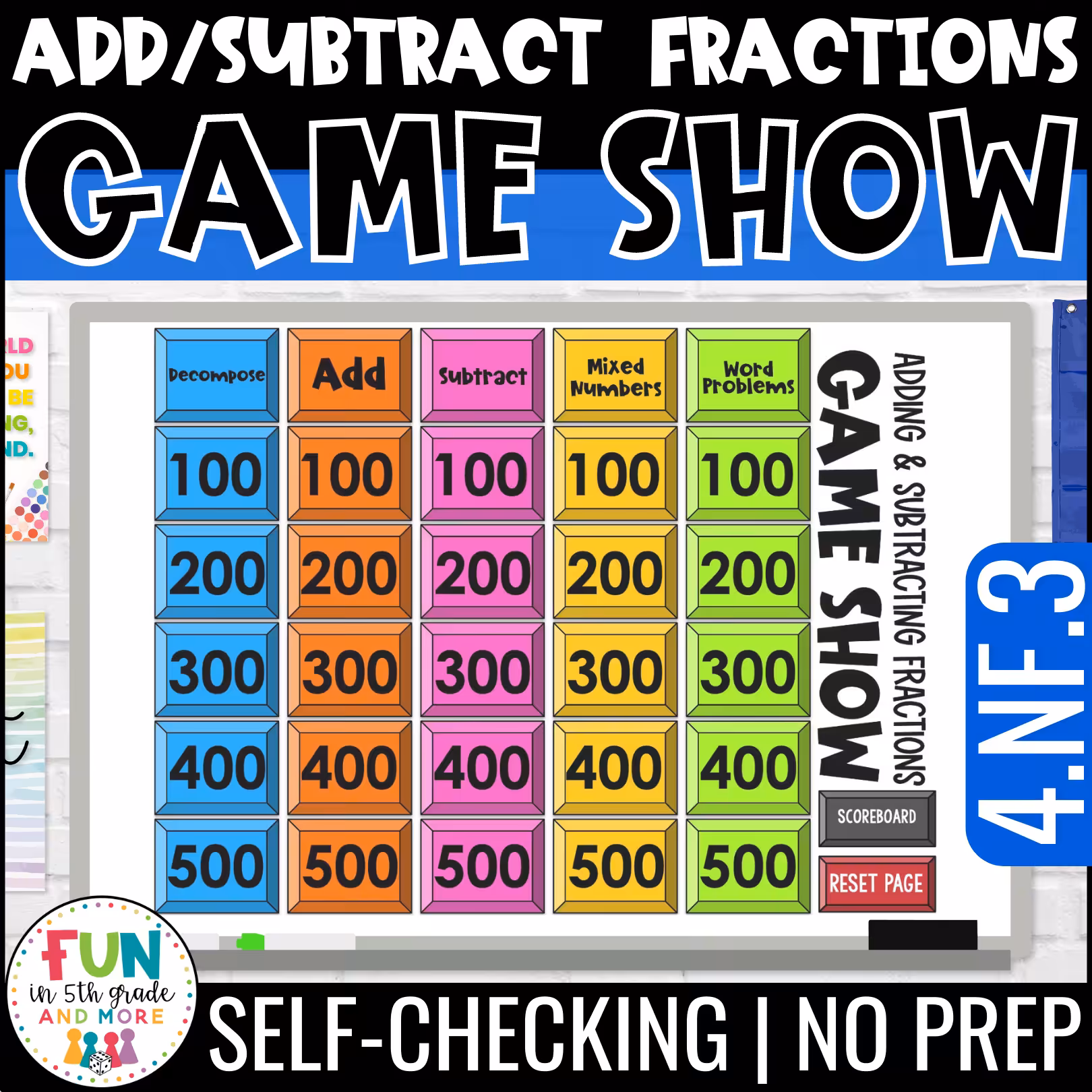 Add and Subtract Fractions Game Show