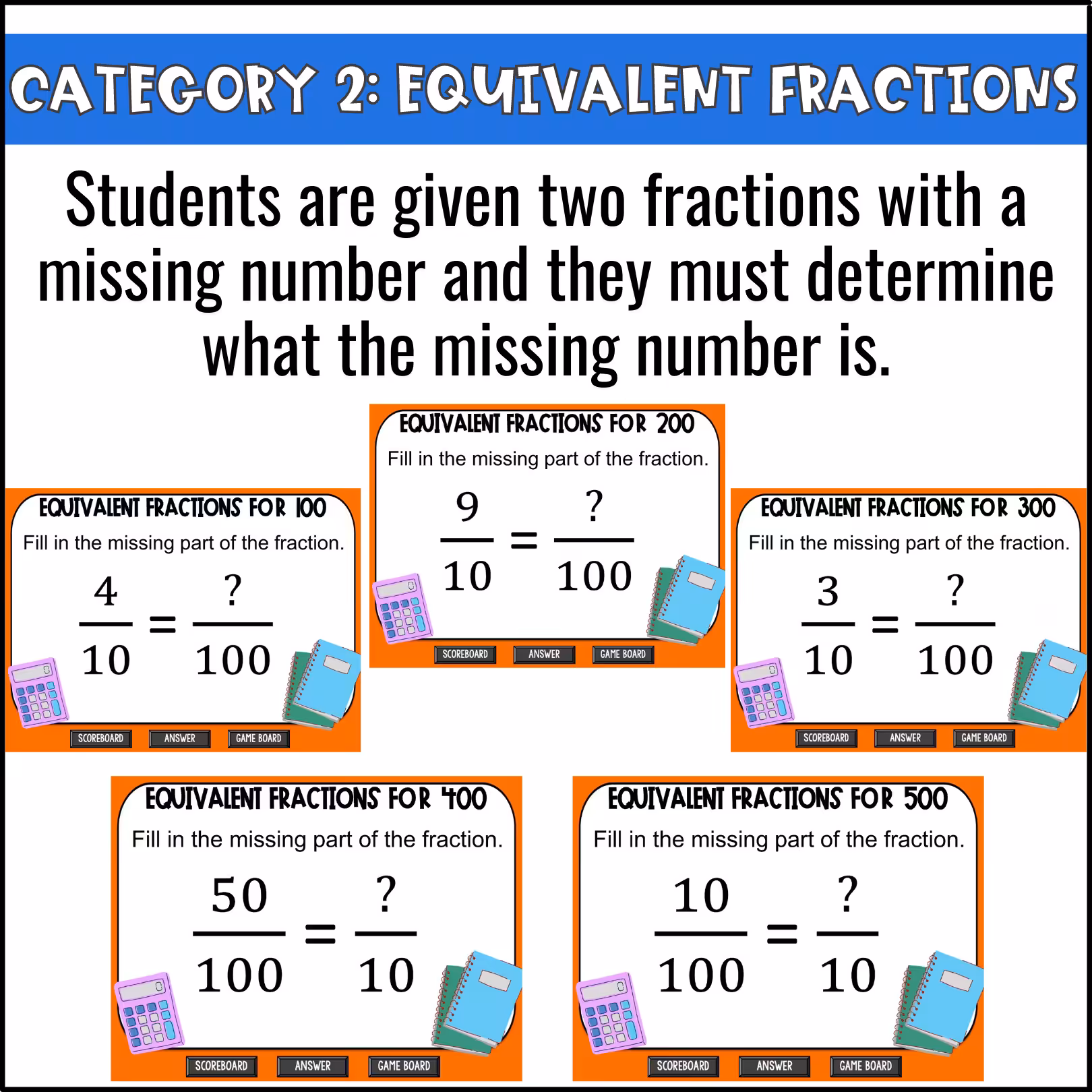 Fractions of 10 and 100 Game Show (5)