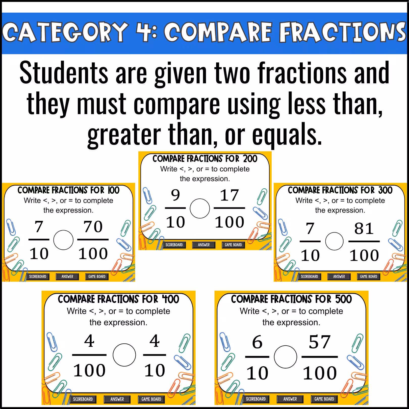 Fractions of 10 and 100 Game Show (7)