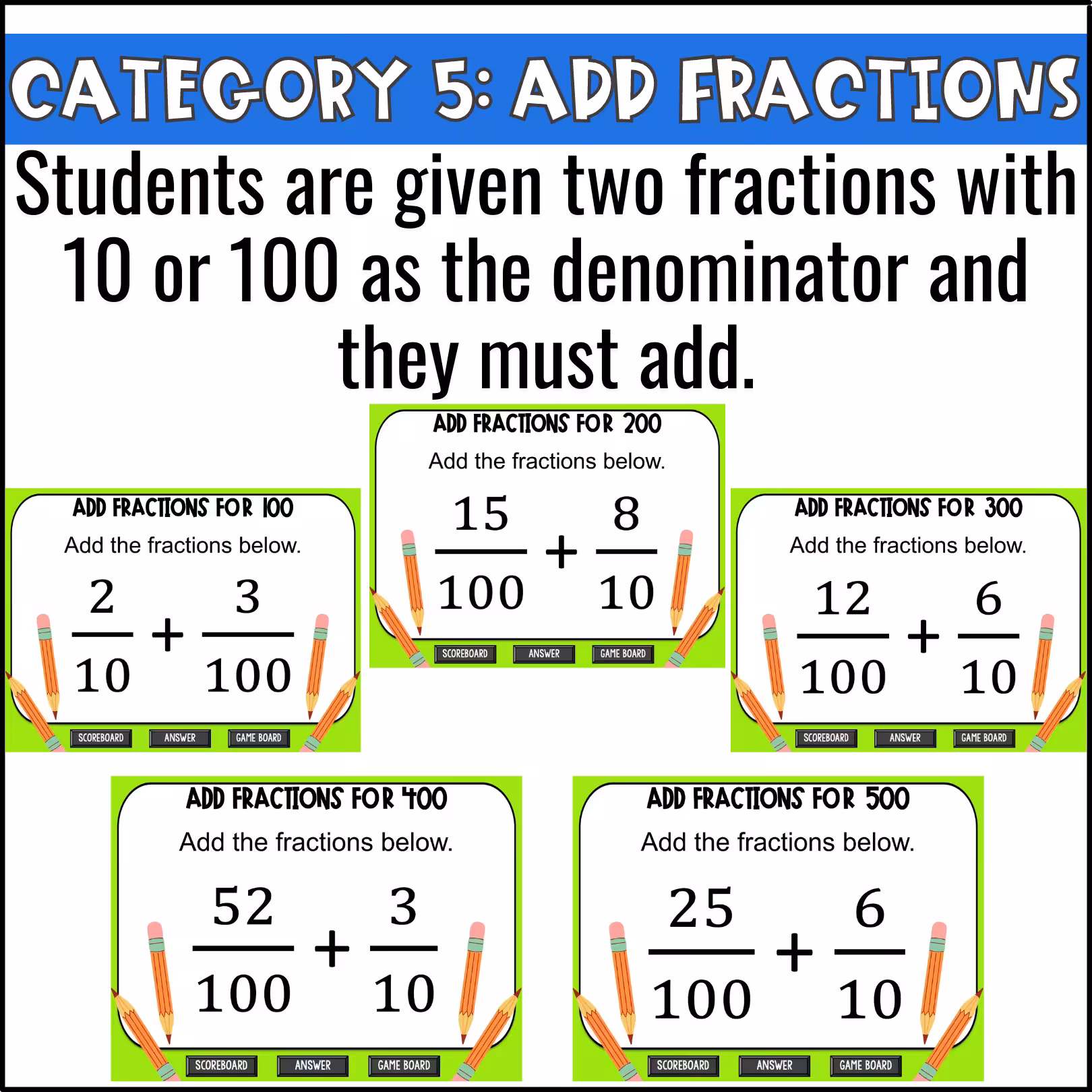 Fractions of 10 and 100 Game Show (8)