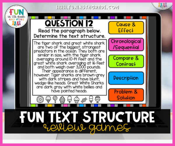 Fun Text Structure Review Games - Fun in 5th Grade & MORE