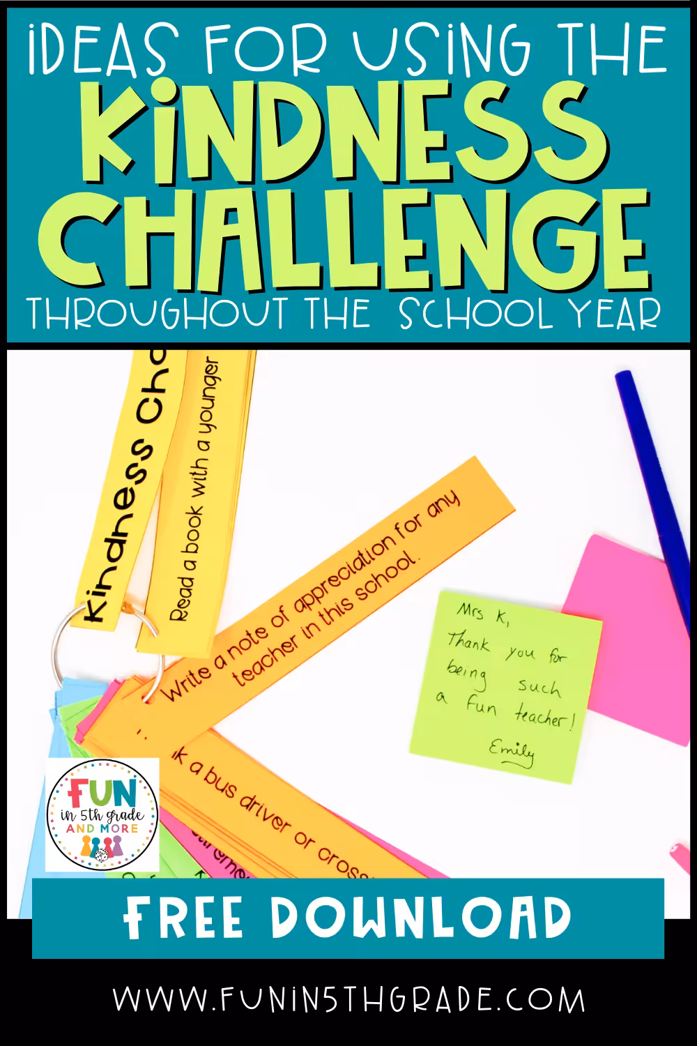 Ideas for using the kindness challenge throughout the year Pinterest image