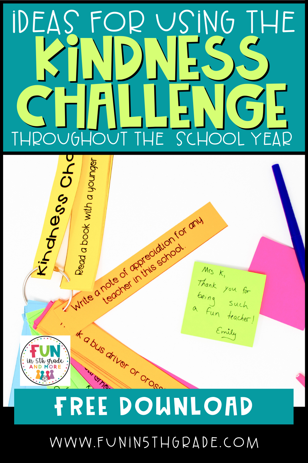 Ideas for using the kindness challenge throughout the year Pinterest image