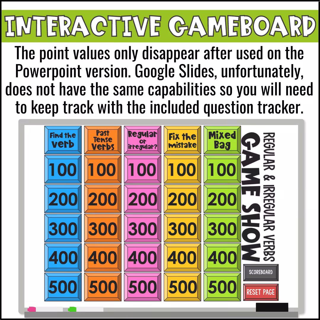 Regular and Irregular Verbs Game Show (3)