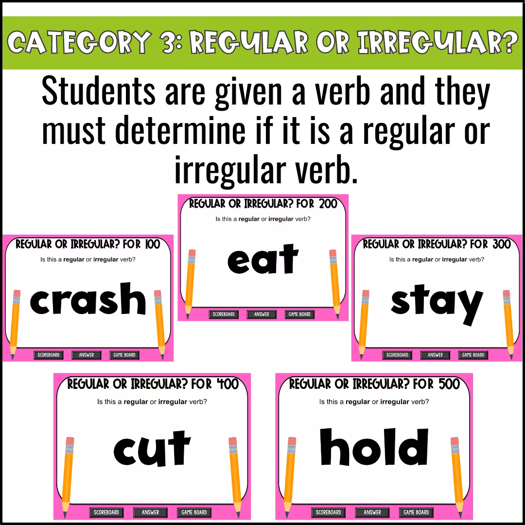 Regular and Irregular Verbs Game Show (6)