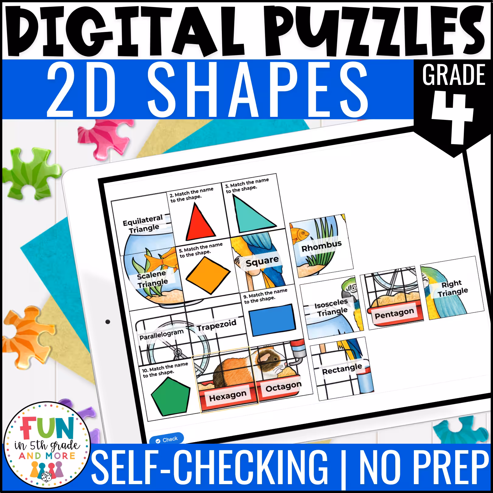 2D Shapes Math Review Puzzles