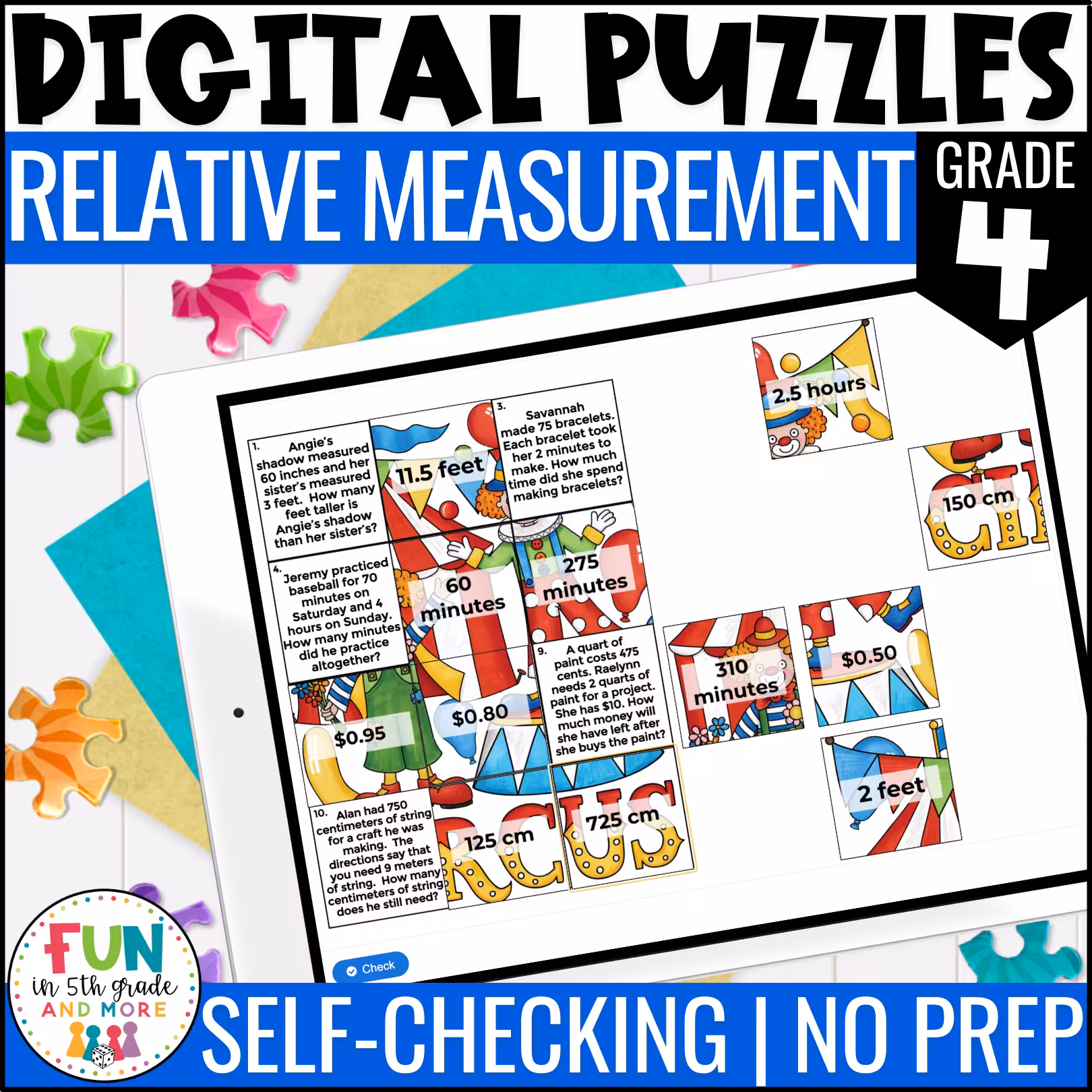 Relative Measurement Math Review Puzzles