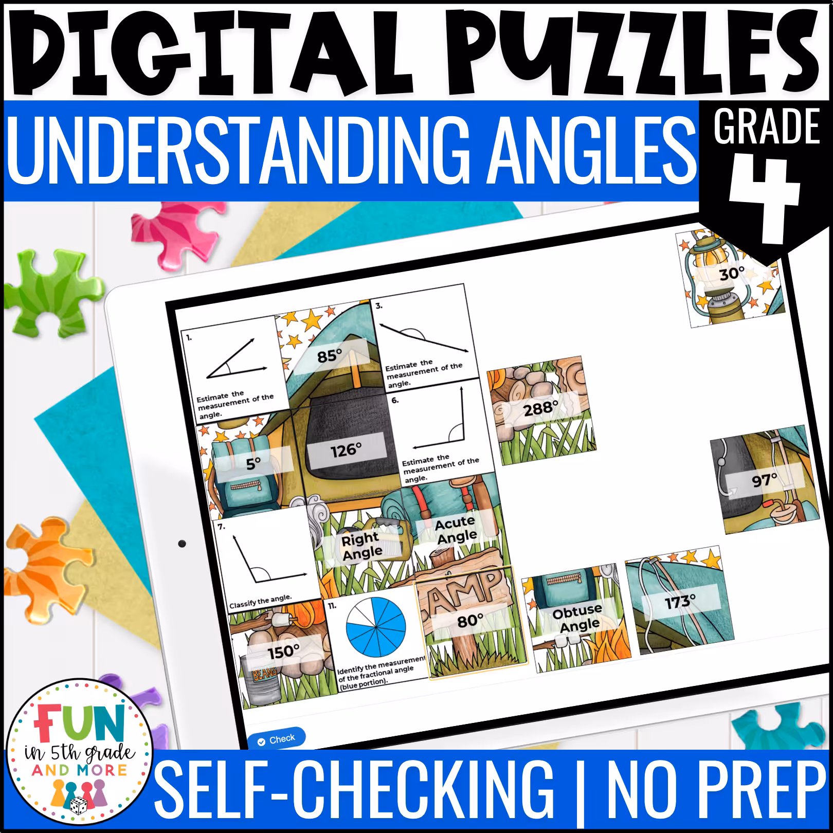 Understanding Angles Math Review Puzzles