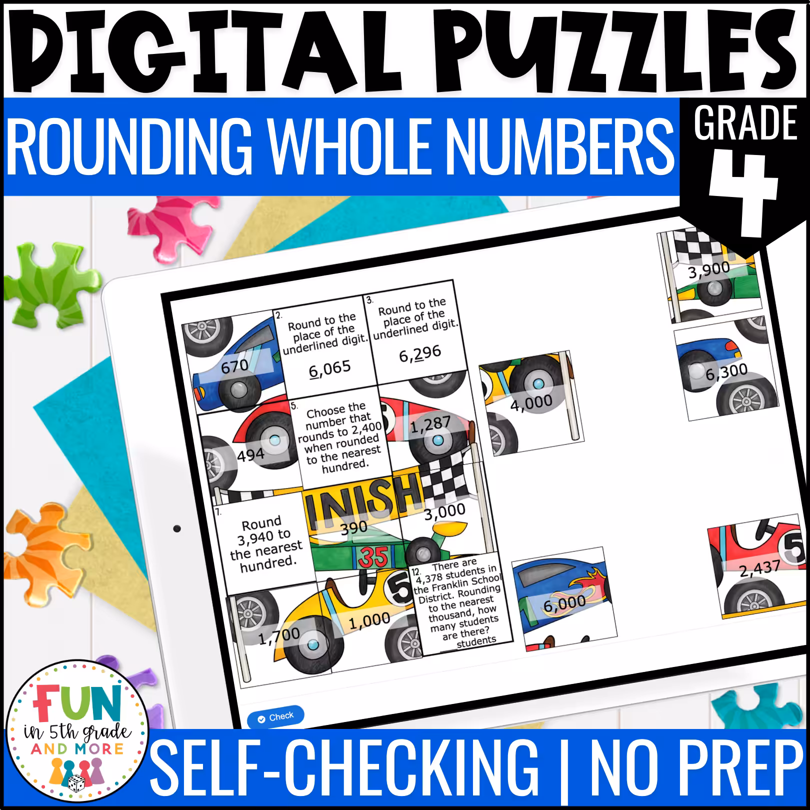 Rounding Whole Numbers Math Review Puzzles