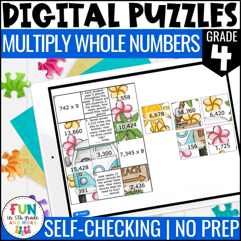 Multiply Whole Numbers Math Review Puzzles
