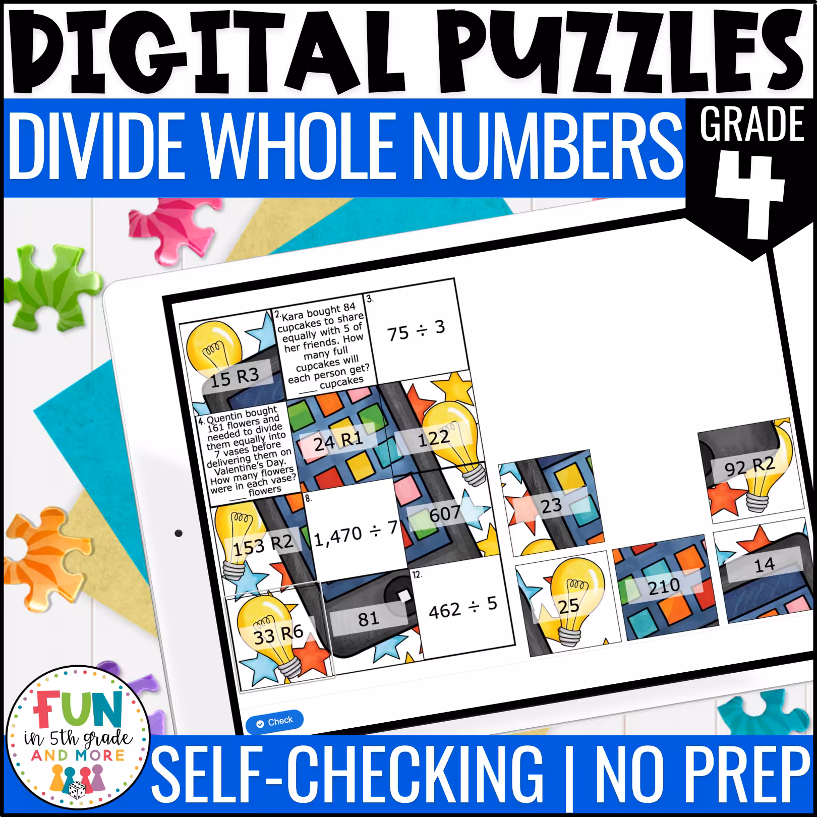 Divide Whole Numbers Math Review Puzzles