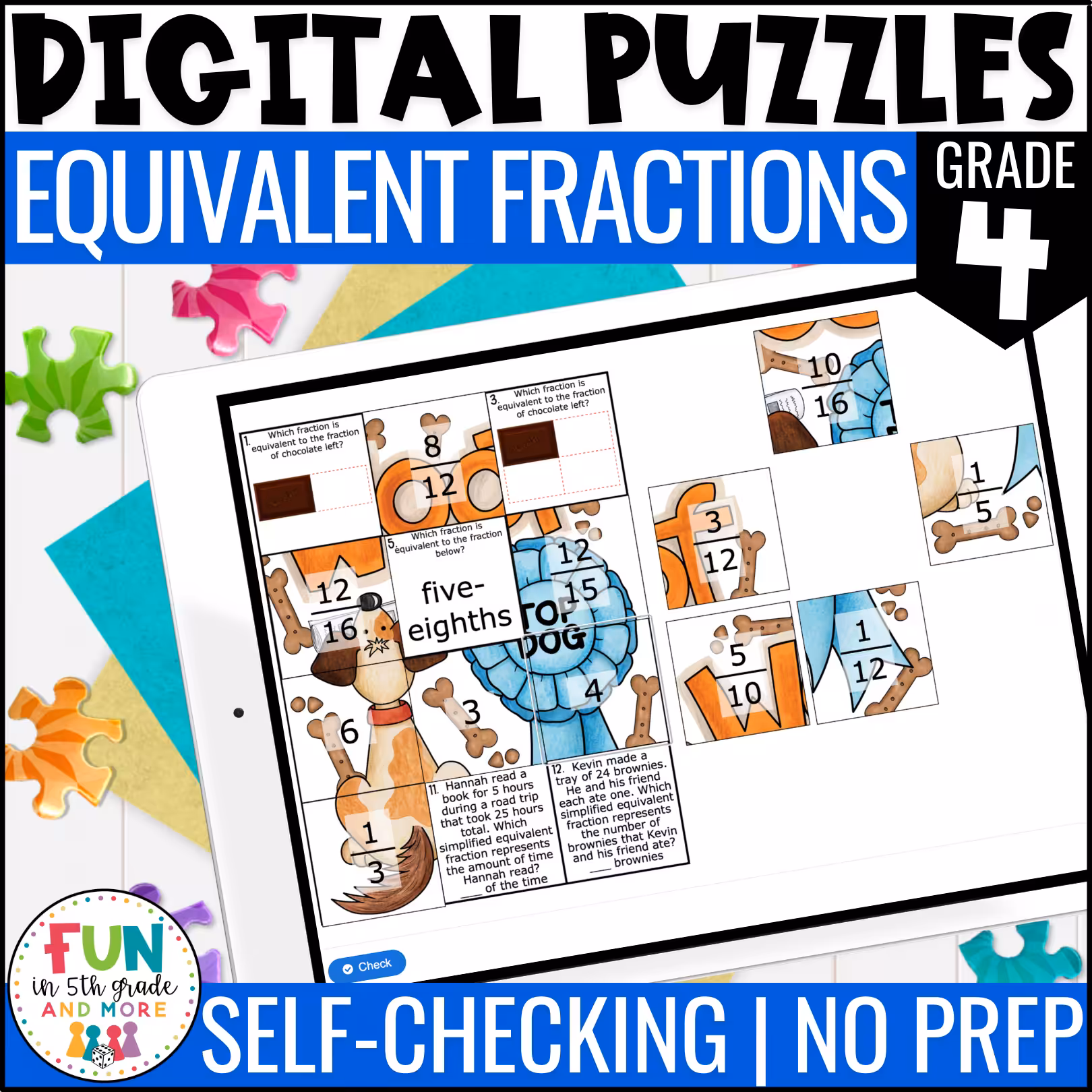 Equivalent Fractions Math Review Puzzles