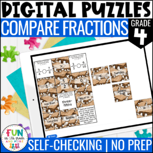 Compare Fractions Math Review Puzzles