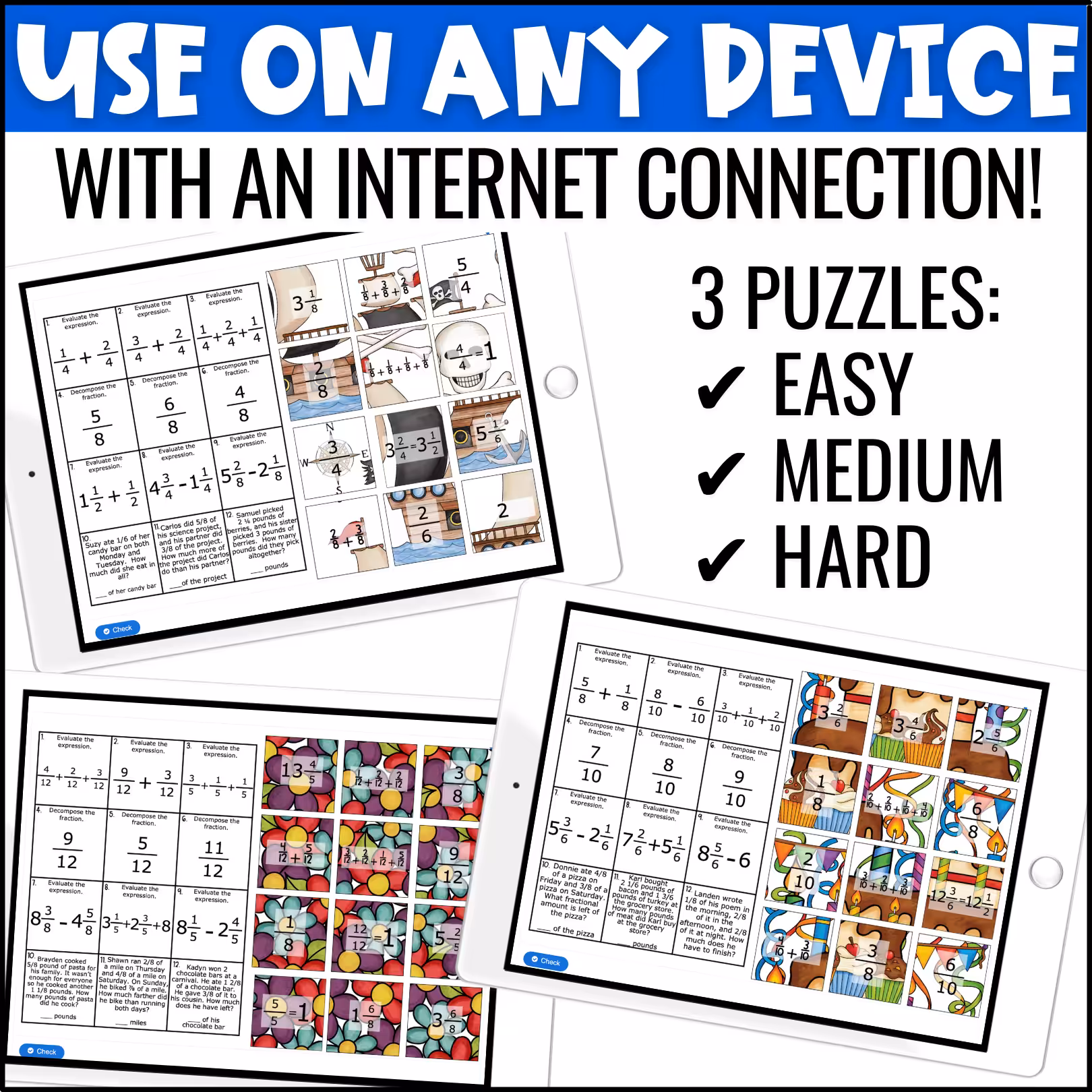 4.NF.3 Add and Subtract Fractions Digital Puzzles (2)