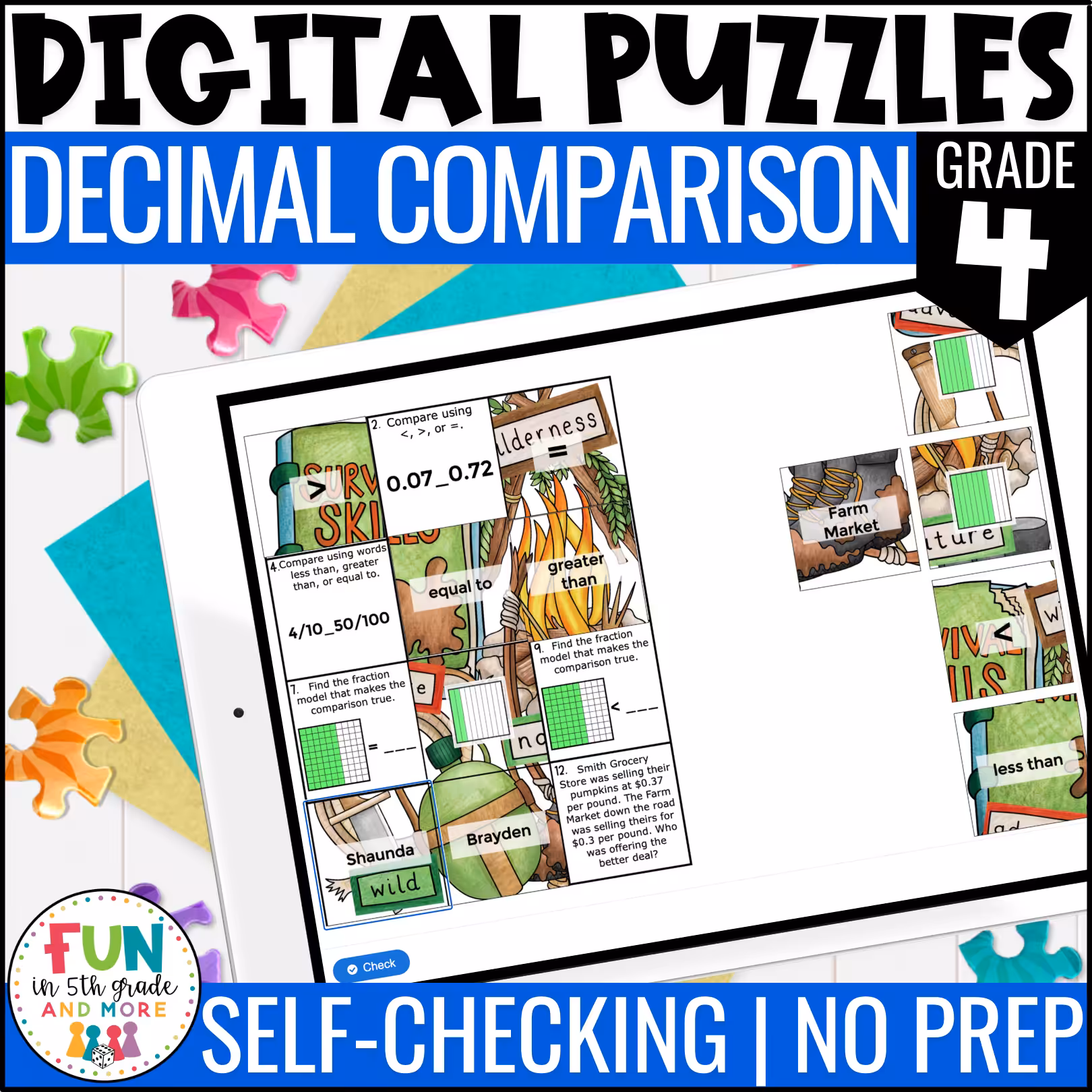 Decimal Comparisons Math Review Puzzles