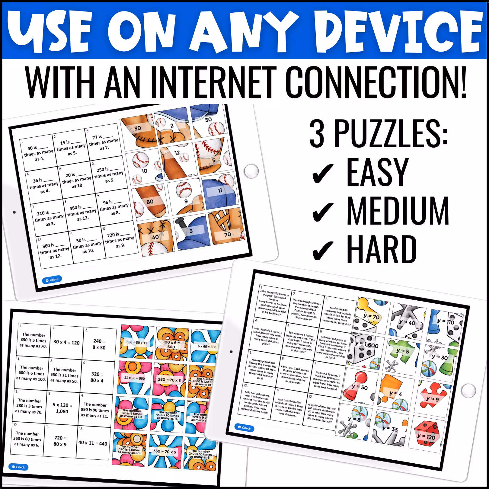 4.OA.1 Multiplicative Comparisons Digital Puzzles (2)