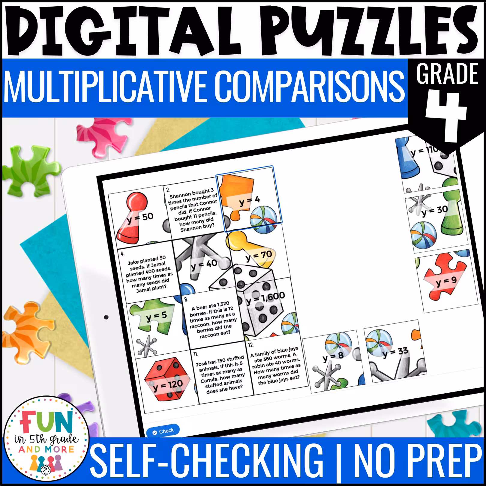 Multiplicative Comparisons Math Review Puzzles
