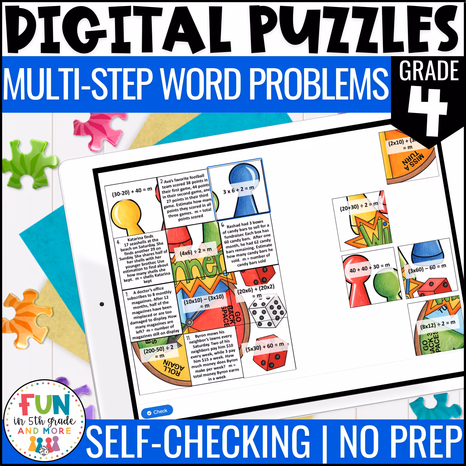 Multiple Step Word Problems Math Review Puzzles