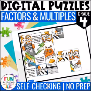 Factors and Multiples Math Review Puzzles
