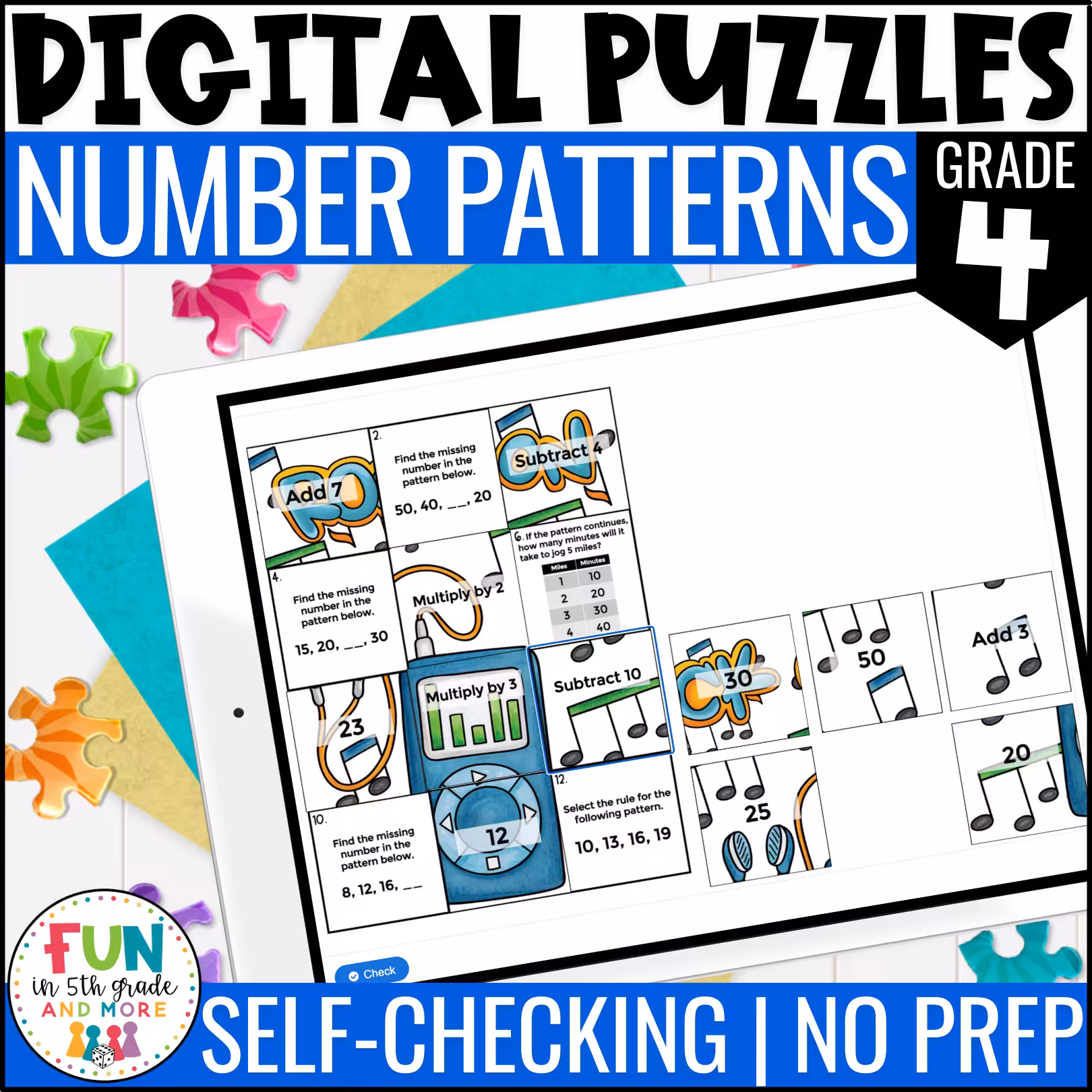 Number Patterns Math Review Puzzles