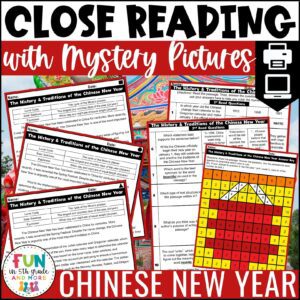 Chinese New Year Reading Comprehension Passages with Mystery Grid Pictured