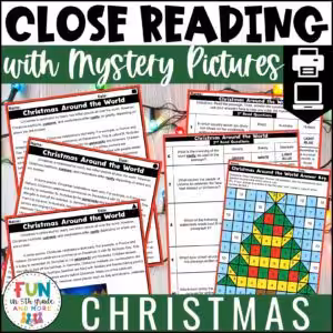Christmas Reading Comprehension Passages with Mystery Grid Pictured