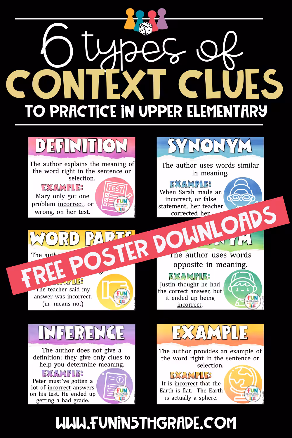 6 Types of Context Clues to Practice (Pinterest Image)