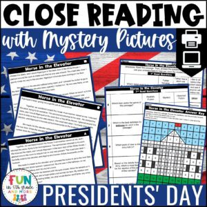 Presidents' Day Reading Comprehension Passages with Mystery Grid Pictured