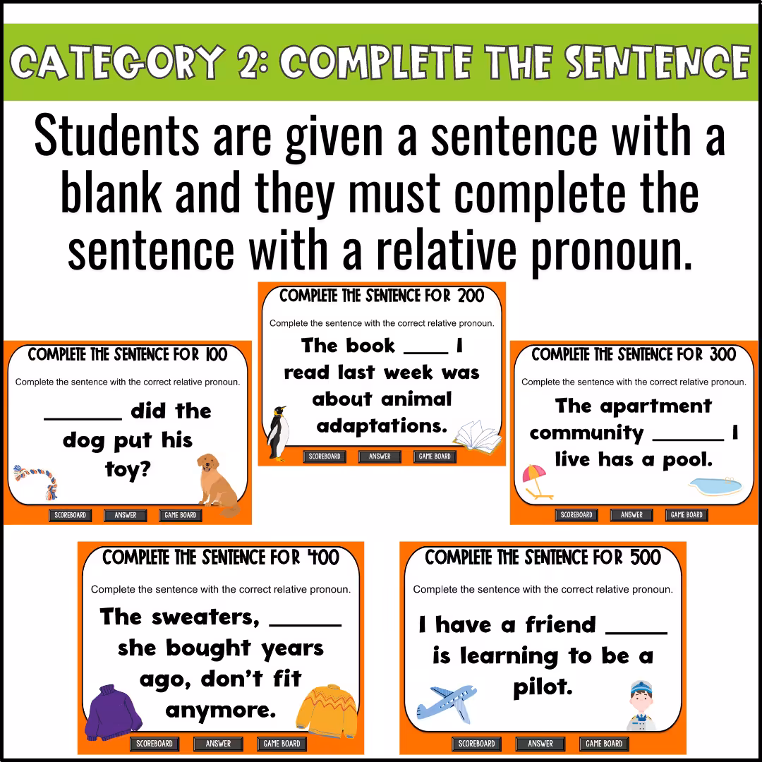 Relative Pronouns Game Show (5)