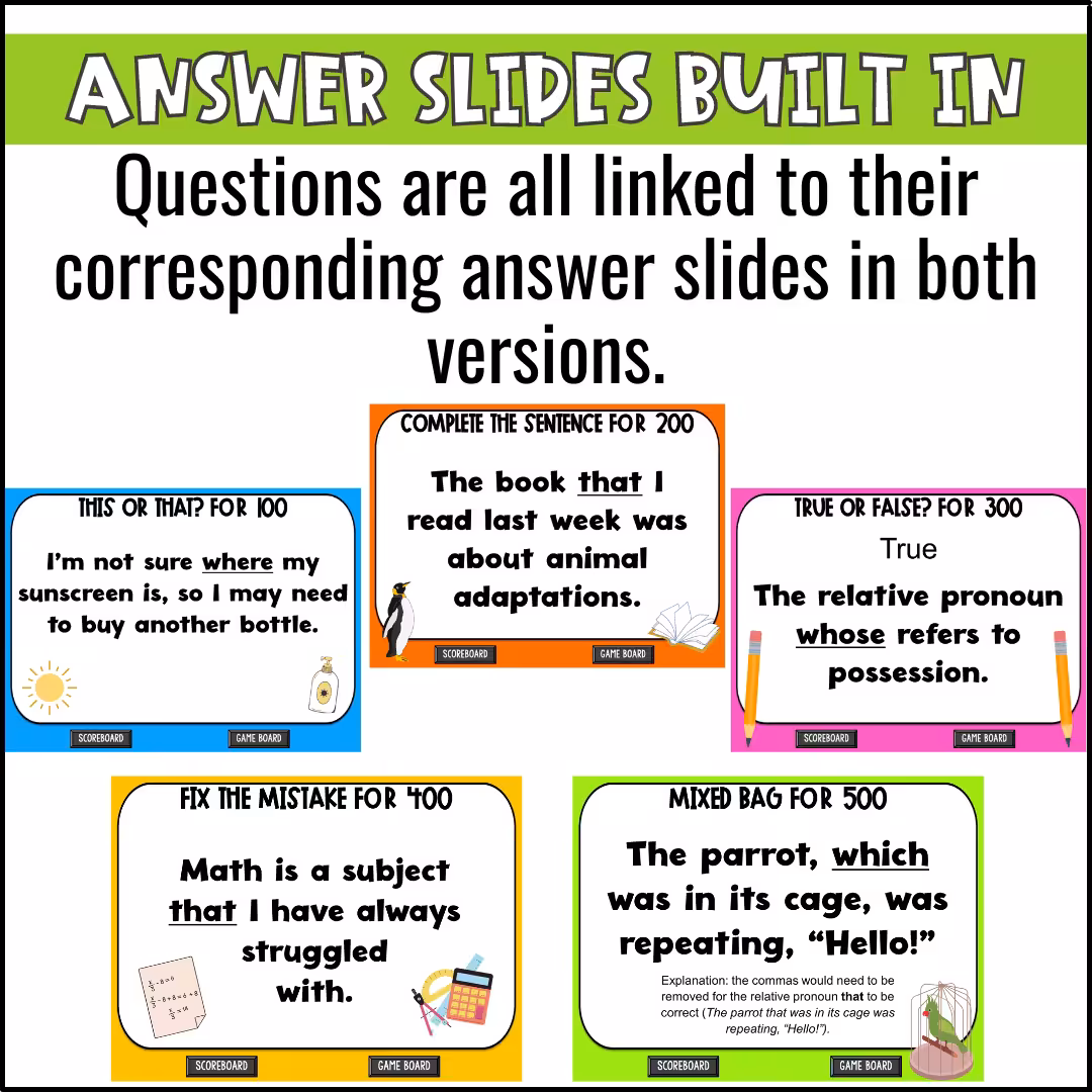 Relative Pronouns Game Show (9)